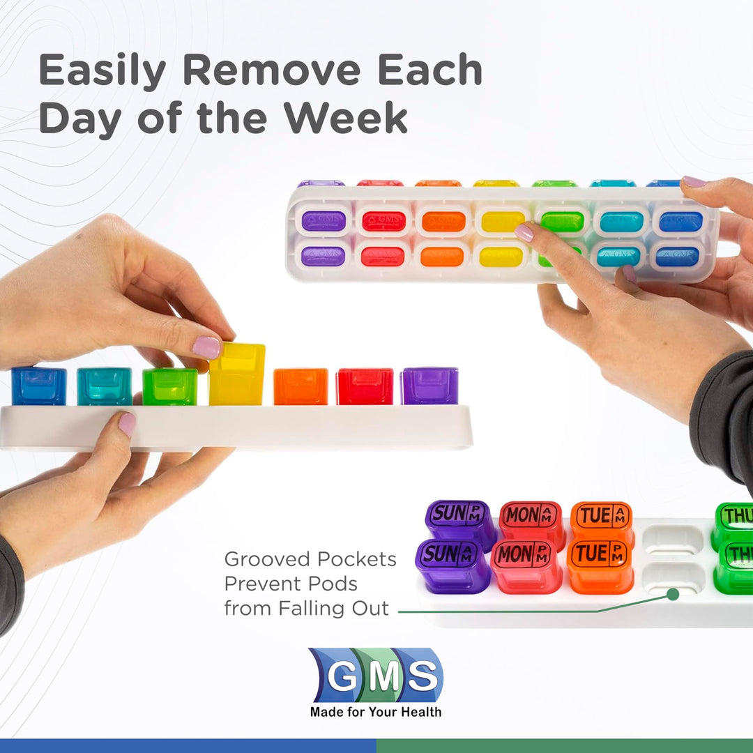 GMS Weekly Pill Organizer - 7 Day AM/PM Pop Out Pill Po