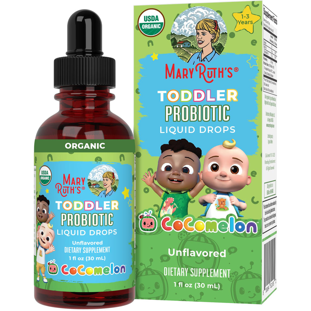 Cocomelon Toddler Probiotic Liquid Drops | Kids Probiotics for Ages 1-3 | 5 Probiotic Strains | 150 Billion CFU Per Serving | USDA Organic | Sugar Free | Gluten Free | 1 Fl Oz