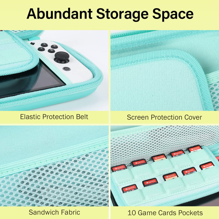 Carrying Case for Nintendo Switch and New Switch OLED Console,Protector Bag for Animal Crossing, Protective Storage Case for Girls with 10 Game Cards Slots, Two Grips, Switch Accessories
