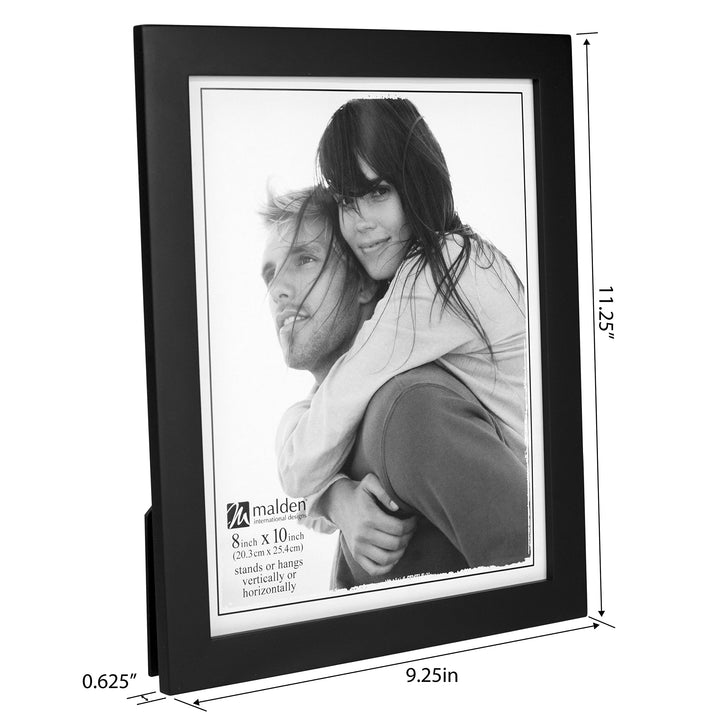8x10 Picture Frame - Wide Real Wood Molding, Real Glass - Black