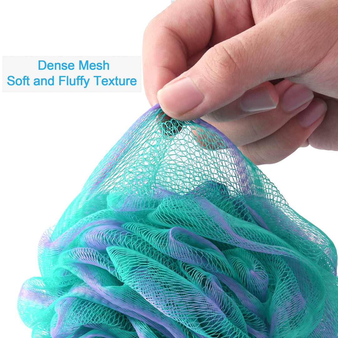 Shower Bath Sponge Shower Loofahs Balls 75g/PCS for Body Wash Bathroom Men Women- Set of 4 Flower Color Pack