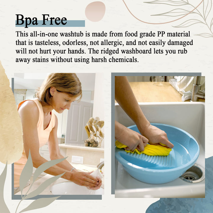 Washboard Washing Clothes Hand Wash Board - Bucket, Basin for Laundry, Blue