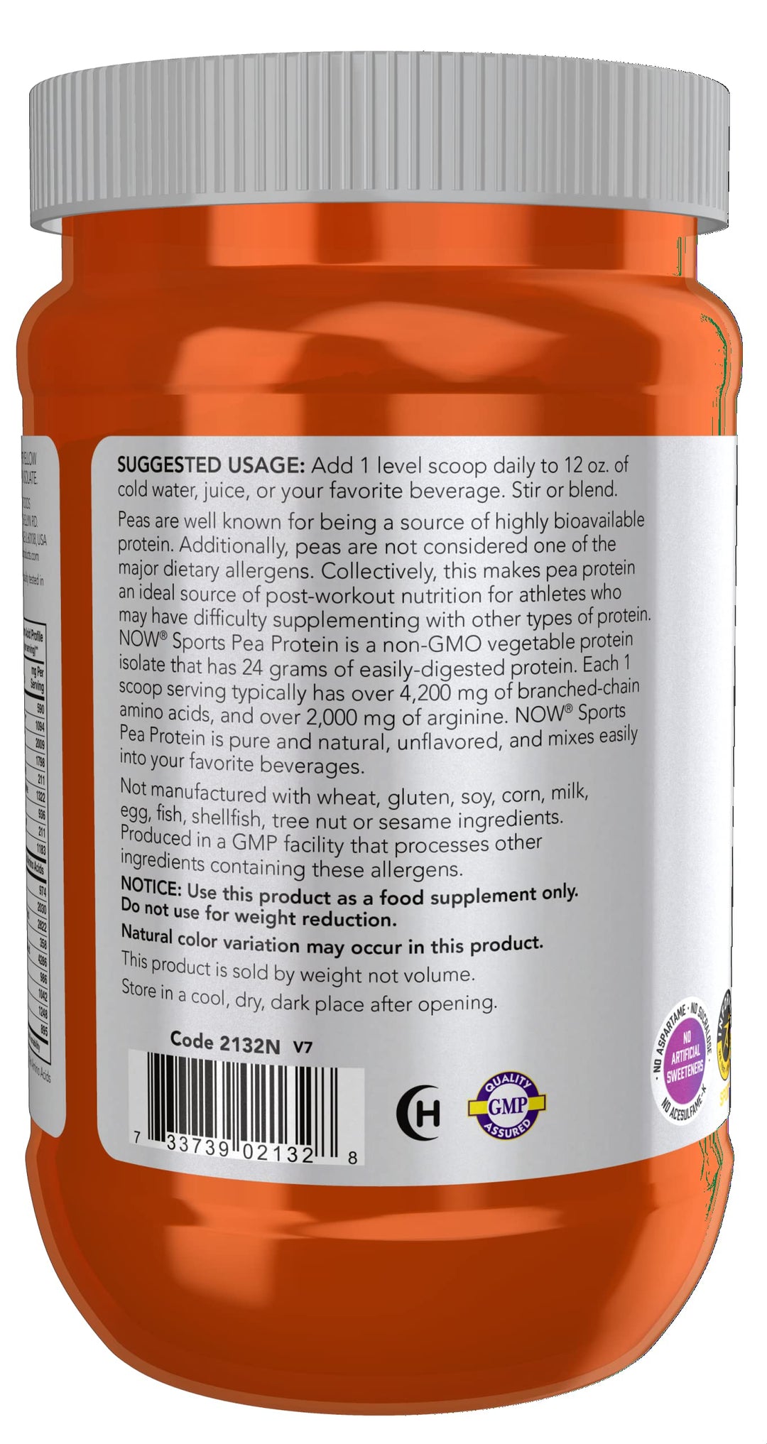 Now Foods, Sports, Pea Protein, Natural Unflavored, 12 