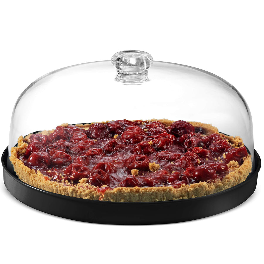 Cake Stand, Cake Plate Server with Dome, Metal Serving Tray and Shaterproof Acrylic Lid