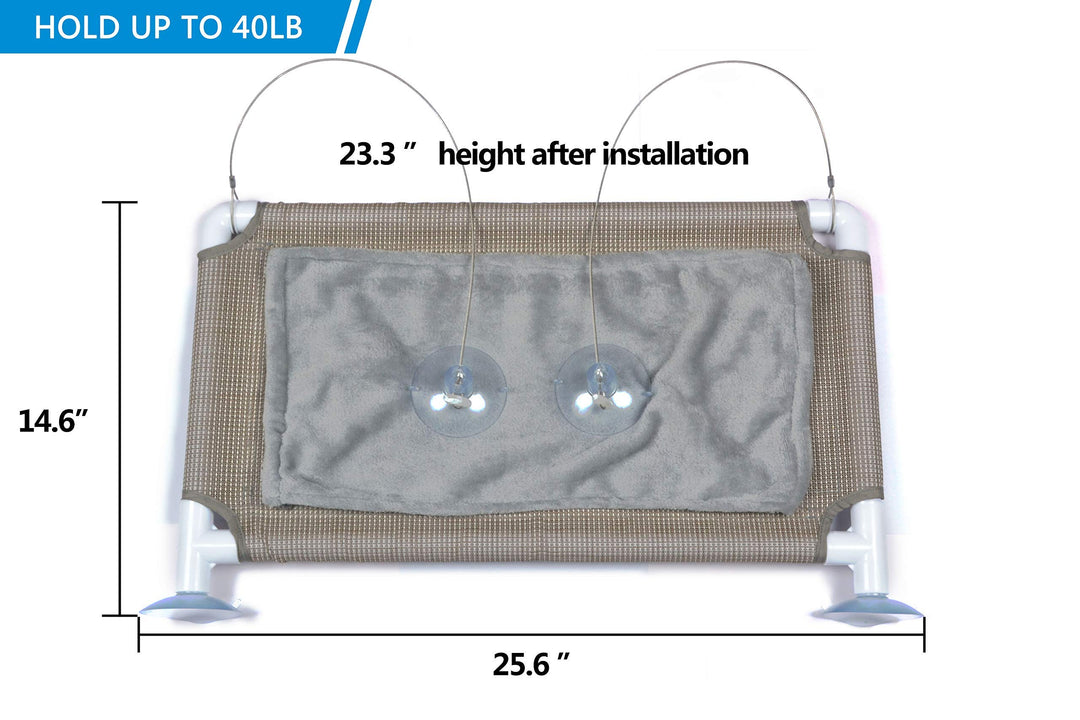 Cat Bed Window, Cat Window Hammock Window Perch, Safety Cat Shelves Space Saving Window Mounted Cat Seat for Large Cats (Beige Premium Set)