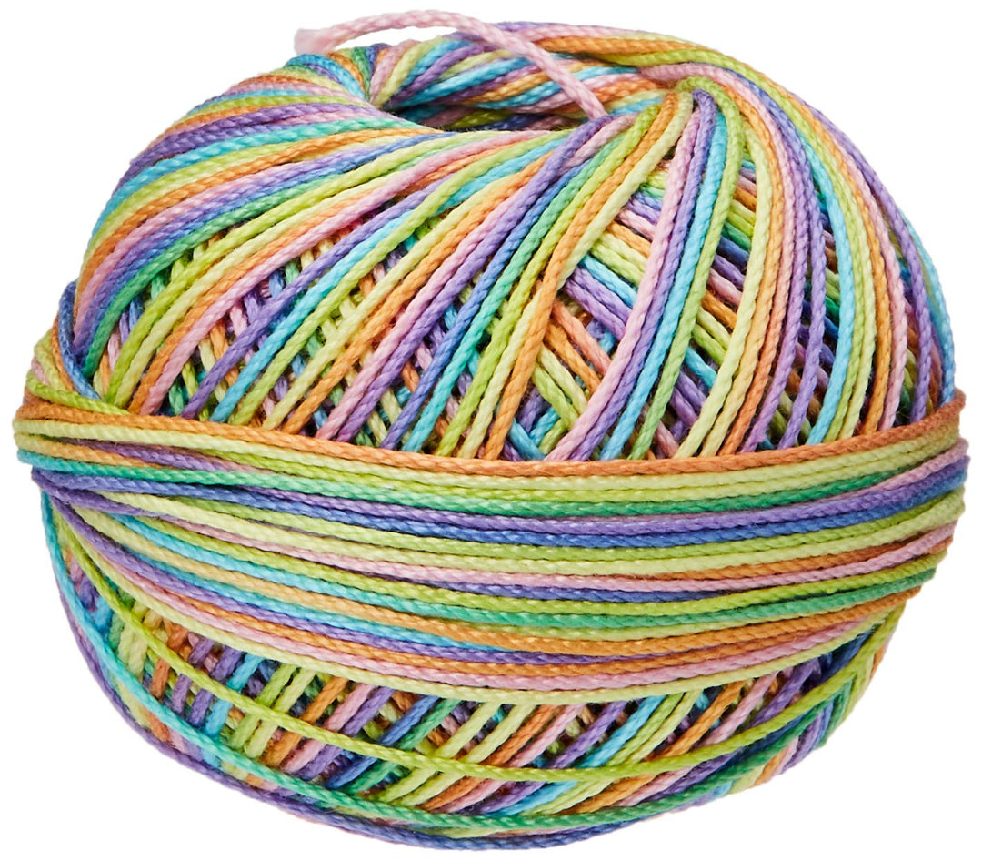 Lizbeth Egyptian Cotton Crochet, Tatting, Knitting Thread Size 3 (50 Grams 120 Yards) – HH03153, Rainbow Taffy