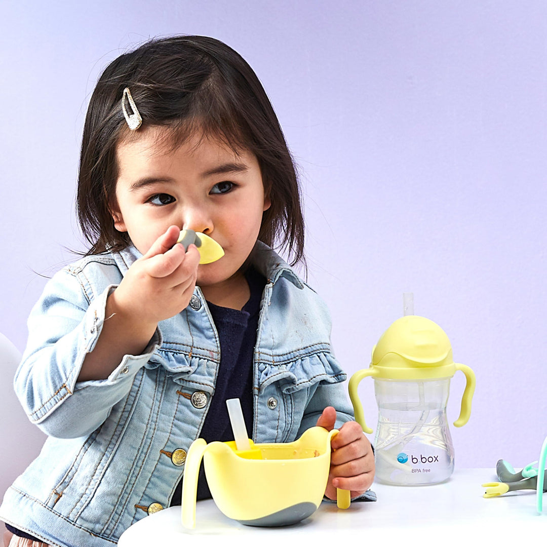 b.box Toddler Cutlery Set: Occupational Therapist Designed with Easy Grip Handles, Patented FLORK™ (flower fork) Utensil, Spoon & Travel Case. Dishwasher Safe, BPA Free. Ages 9 mo+ (Bubblegum)