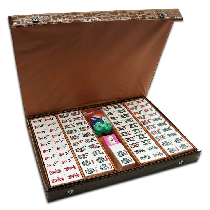 American Mahjong Game Set 166 White Engraved Tiles for Western Mah Jong, Mah jongg Play with Traveler Size Carrying Case, Dices, Chips, Manual,Win indicator. / Racks and Pushers not included
