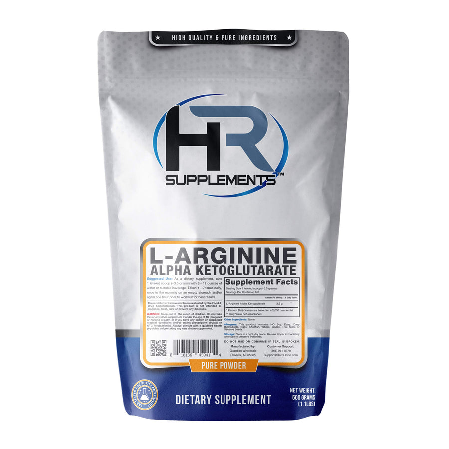 HR Supplements L-Arginine Alpha Ketoglutarate (AAKG) Powder, 500 Grams (1.1 Lbs), Unflavored, Lab-Tested, Scoop Included