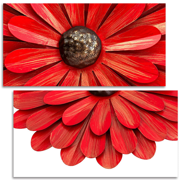 Red Metal Flowers Wall Decor Metal Wall Art Decorations Hanging For Indoor Outdoor Home Bathroom Kitchen Room Bedroom Living Room Garden Patio Porch 12 Inch
