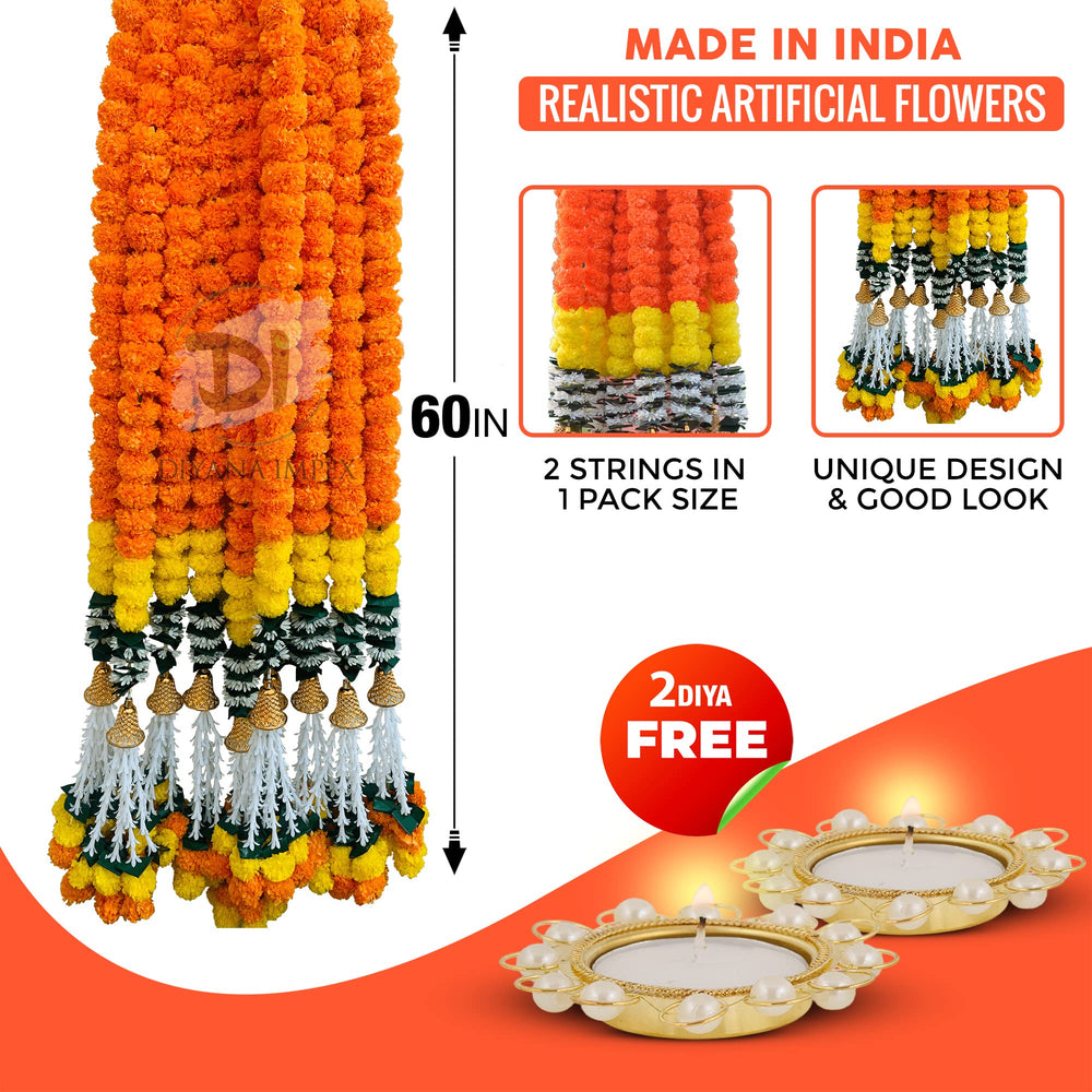 DIYANA IMPEX Marigold Garland for Decoration 5 Feet Lon