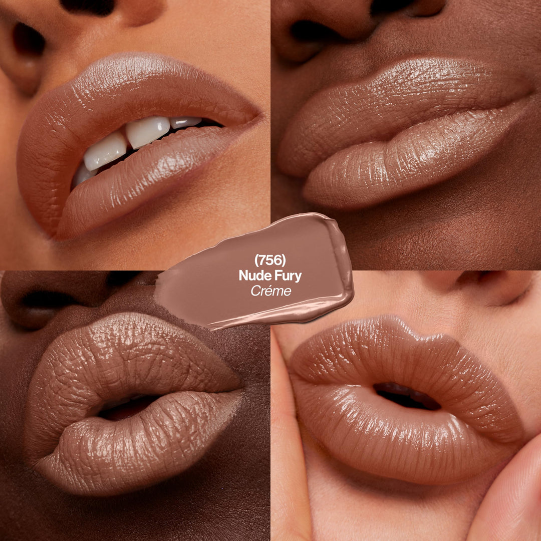 Revlon Super Lustrous Lipstick, High Impact Lipcolor with Moisturizing Creamy Formula, Infused with Vitamin E and Avocado Oil in Nude / Brown, Nude Fury (756)