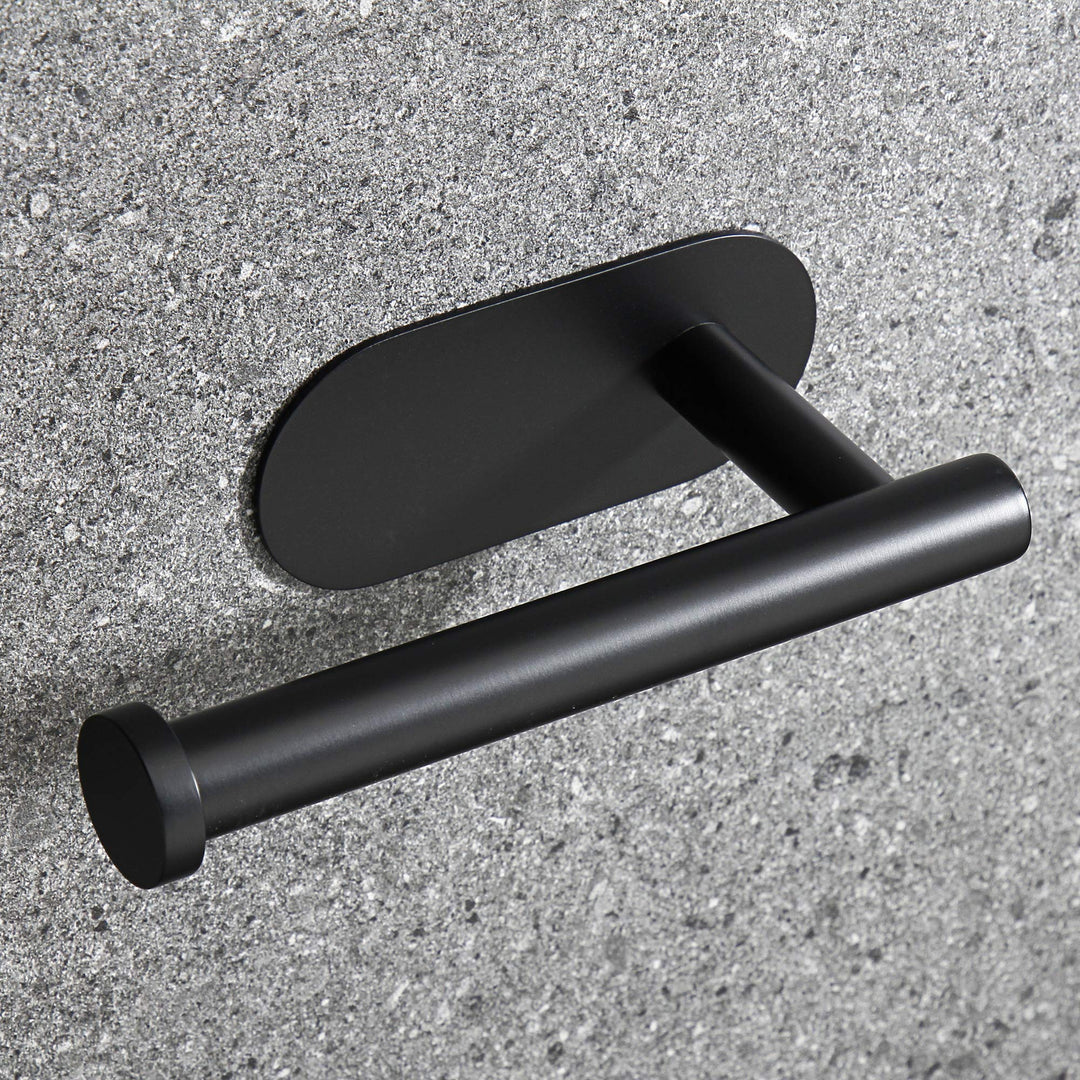 Adhesive Toilet Paper Holder Self Stainless Steel Adhesive Toilet Paper Roll Holder for Bathroom Stick on Wall (Matte Black)