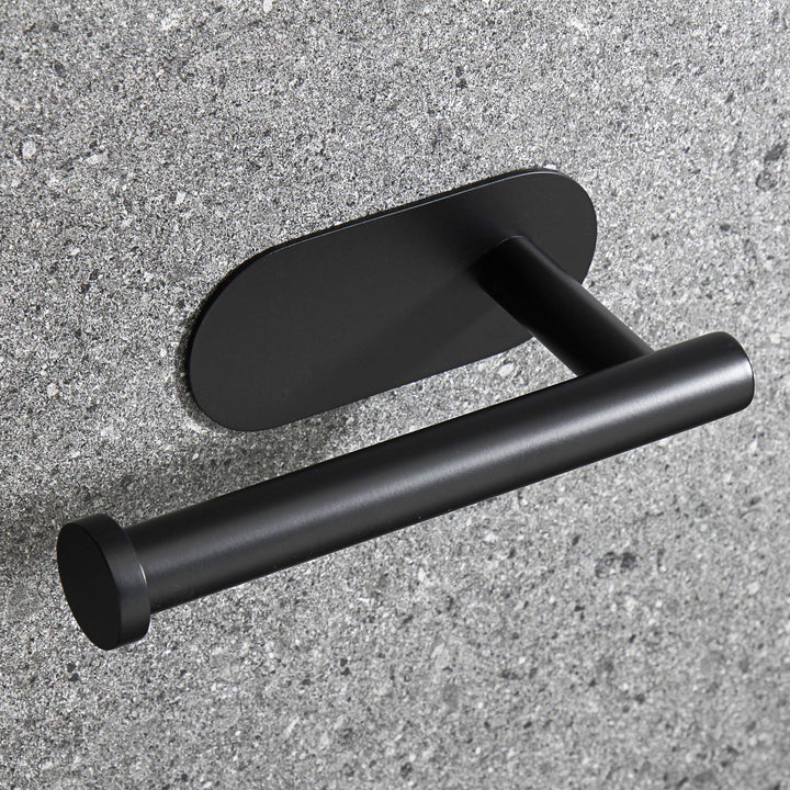 Adhesive Toilet Paper Holder Self Stainless Steel Adhesive Toilet Paper Roll Holder for Bathroom Stick on Wall (Matte Black)