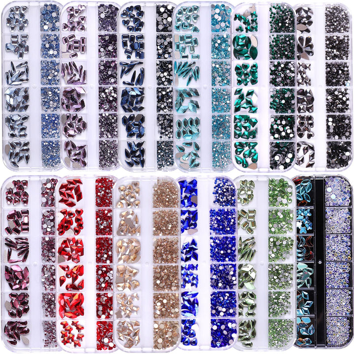 SKY Blue Rhinestones for Nails Design 810Pcs Blues Nail Art Rhinestone Beads Flatback Gems for Nail Multi 6 Shapes Nails Crystal Diamonds for Nail DIY Craft Makeup Jewelry (SKY Blue)