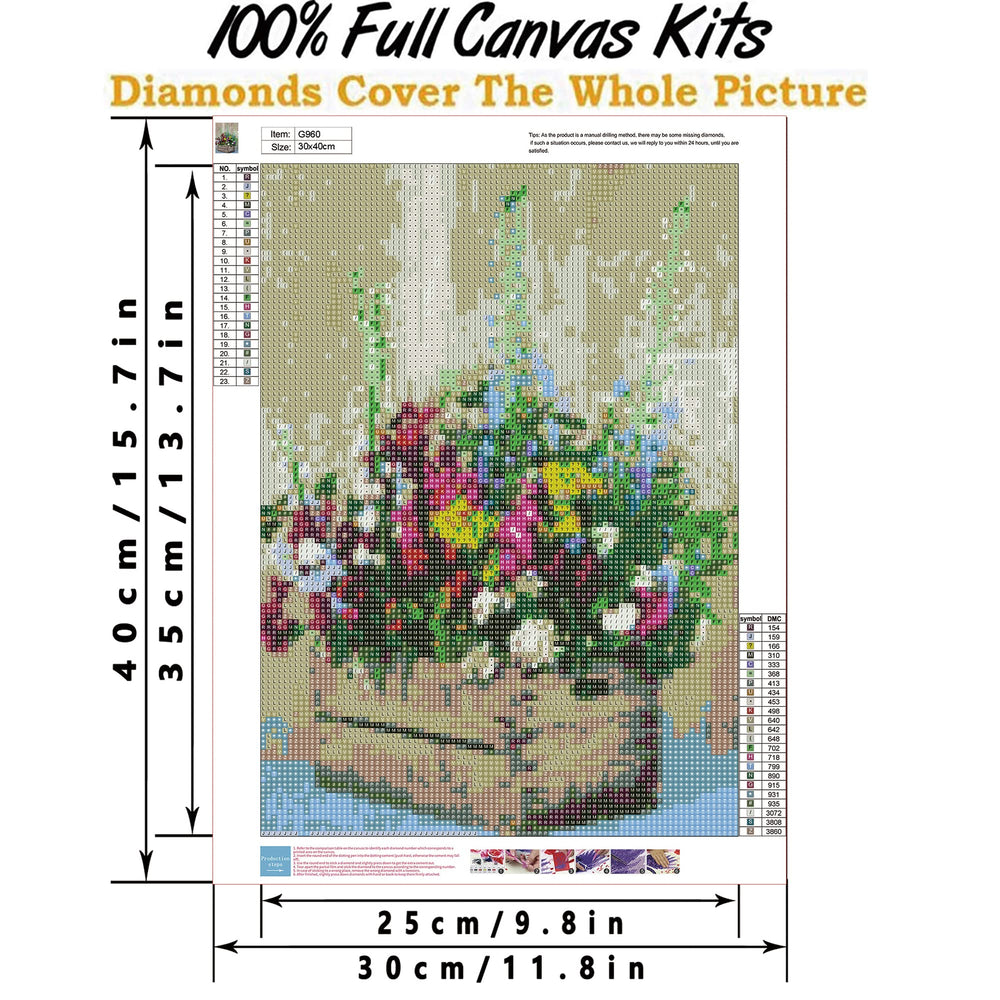Diamond Painting Kits Flowers,5D DIY Crafts for Adults Diamond Art Kits,Full Drill Round Gem Painting Kit Paint with Diamonds Dots,Home Wall Decor 12x 16 Inch