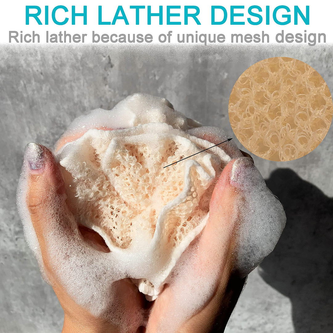 4 pcs/set 2 Soft Weave Home Spa Exfoliating Face and Body Wash Cloths, Dual-Textured for Shower &amp; 2 Bath Spa Puff Scrubber Ball - Remove Dead Skin - Great for Skin Care in the Bath - Rich Foams Bubble