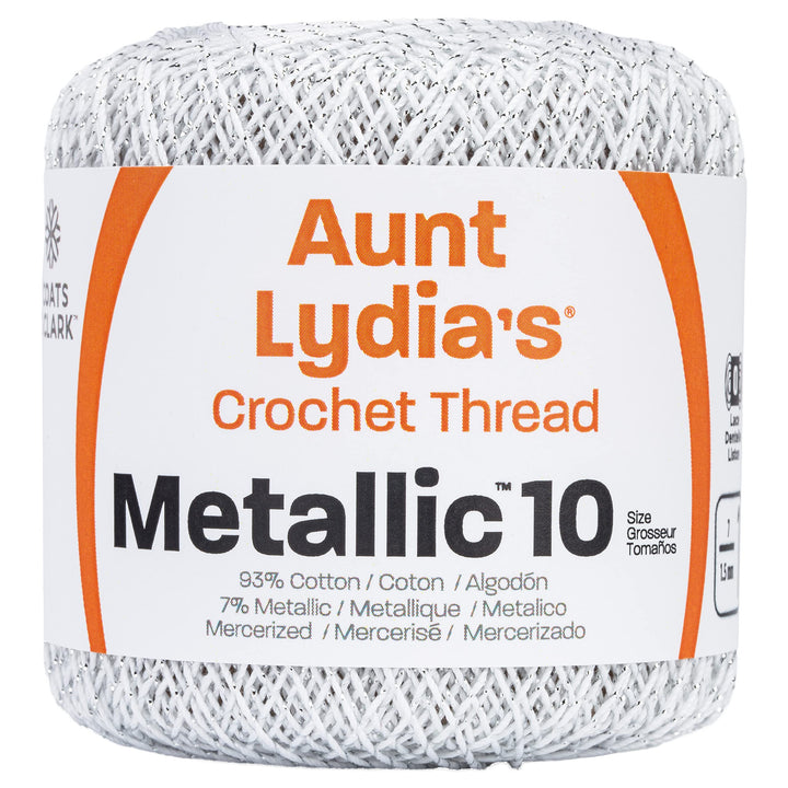 Red Heart Metallic Crochet Thread, 10, White/Silver