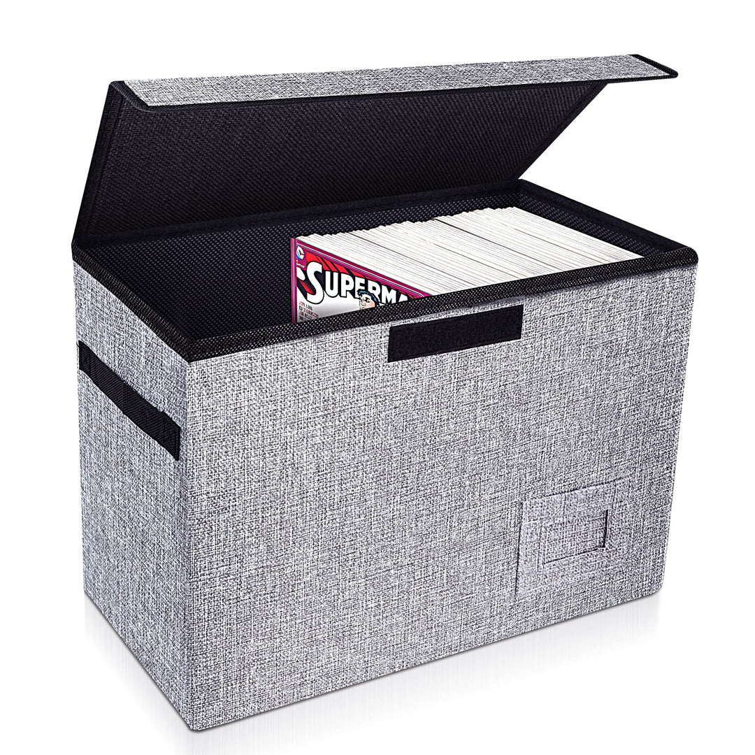 Comic Book Storage, Comic Book Box 15.5 X 7.5 X 11.3, Collapsible Comic Short Box with Lids Holds 150 Comics Heavy Duty Comic Book Bin Container
