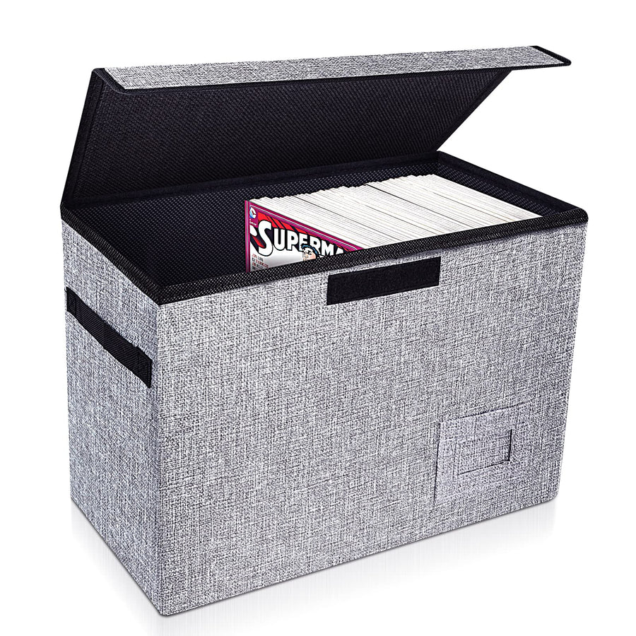Comic Book Storage, Comic Book Box 15.5 X 7.5 X 11.3, Collapsible Comic Short Box with Lids Holds 150 Comics Heavy Duty Comic Book Bin Container