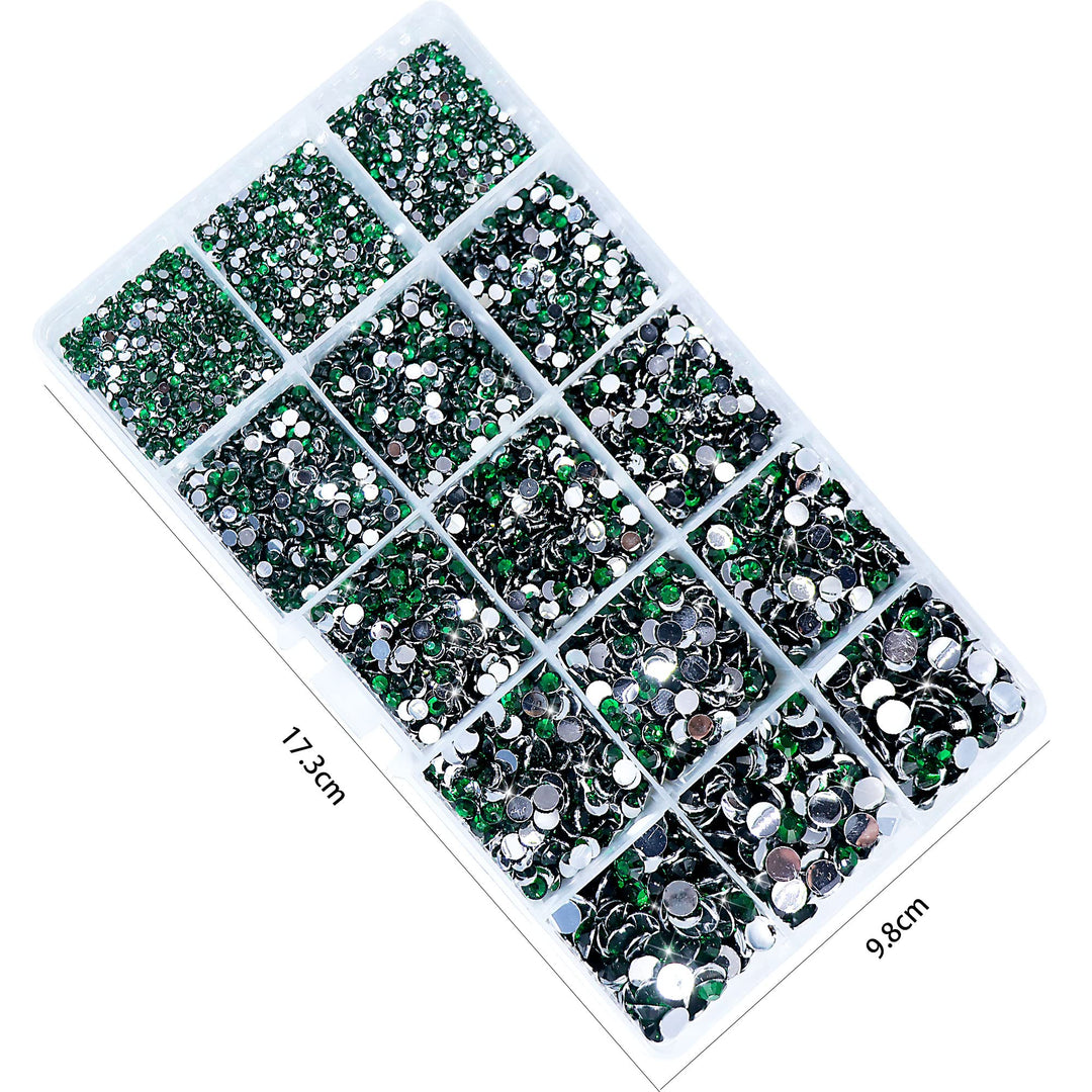 7500Pcs Emerald Green Nail Rhinestones 3D Nail Art Diamond for Nail Decoration Bead Flatback Gem Stones Sparkly Green Crystal Rhinestones Nail Design Charms for Nail DIY Crafts Shoes Jewelry