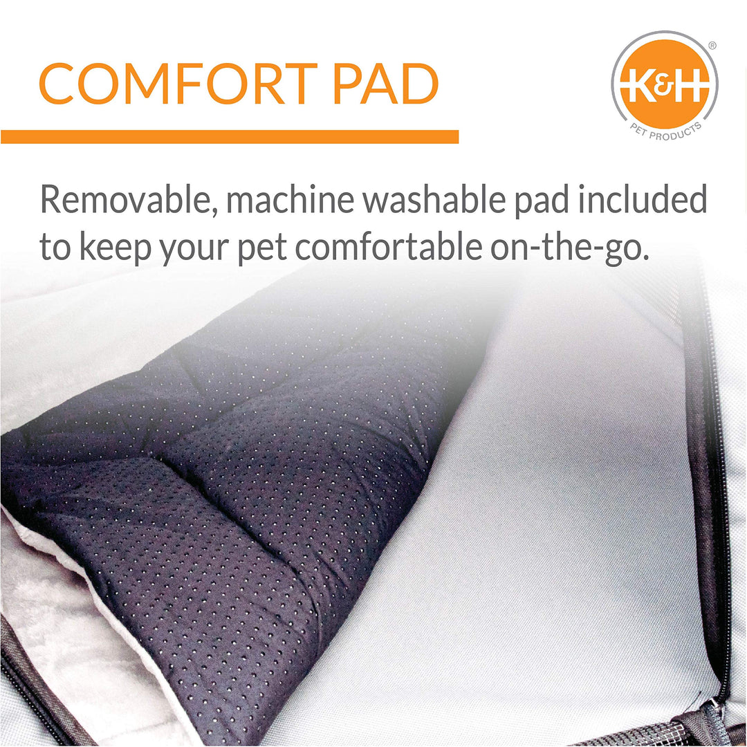 K&amp;H Pet Products Enclosed Dog Car Seat, Travel Safety Carrier for Pets, Dog Travel Car Seat, Soft-Sided Covered Pet Carrier, Washable Pad, Multiple Entrances, Mesh Windows - Large 29.5 X 22 X 25.5in