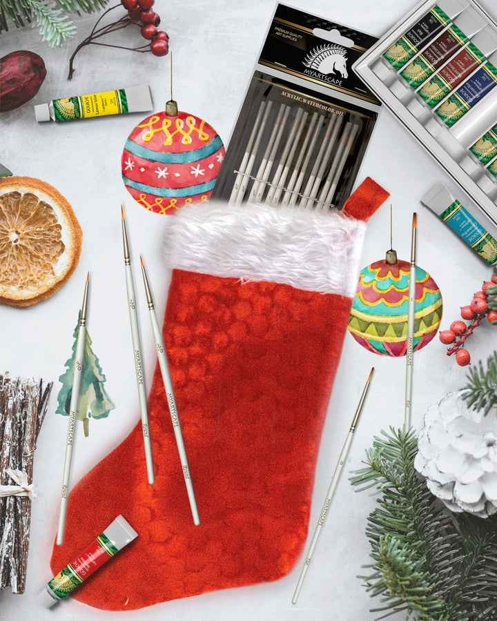 Artist Supplies Miniature Paint Brushes, Set of 12 for Detail &amp; Fine Point Painting - use with Acrylic, Watercolor, Oil, Gouache - for Pinstriping, Warhammer 40k, Models &amp; Lettering White