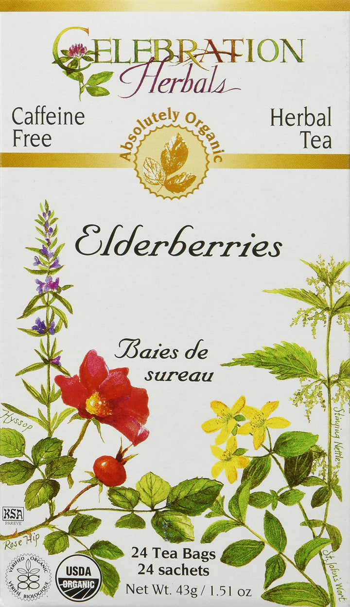 24 : Organic Elderberries Herbal Tea Caffeine Free - 24 Tea Bags