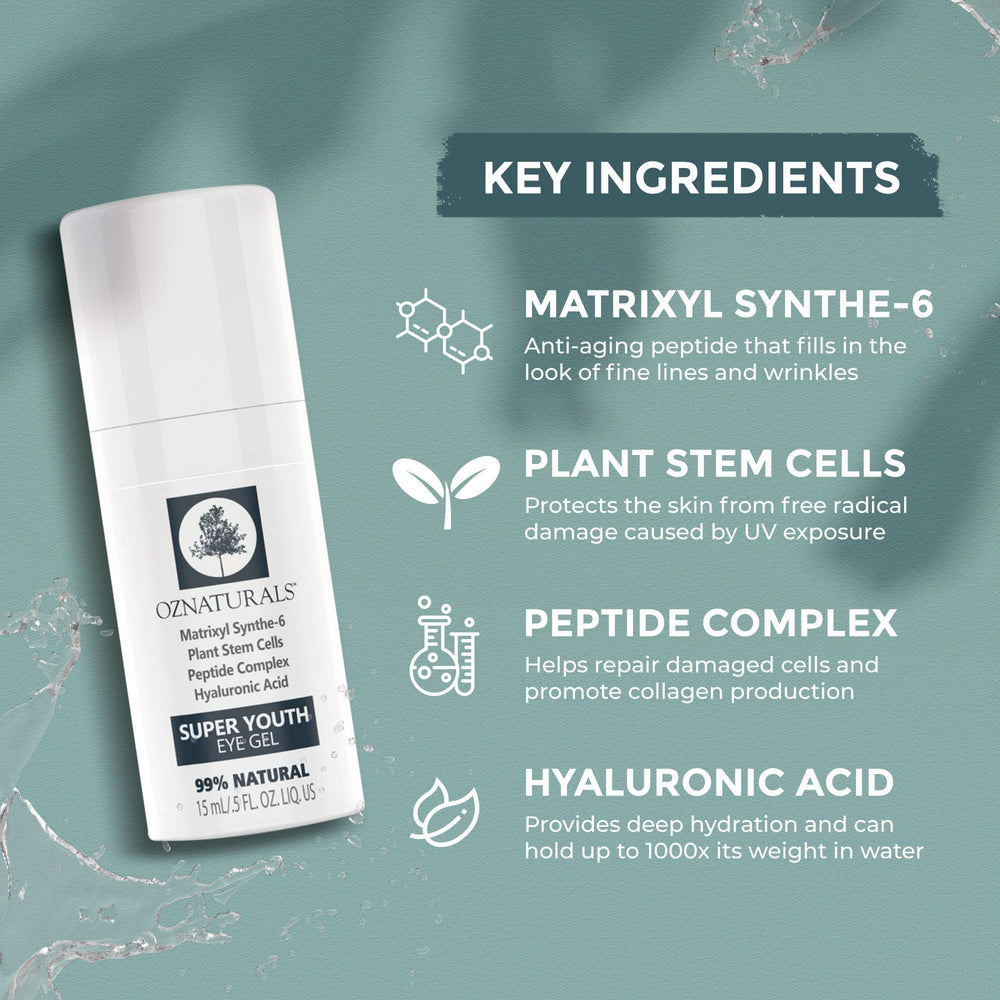 OZNATURALS Anti Aging Eye Gel With Hyaluronic Acid - Dark Circles Under Eye Treatment for Women - Best Eye Cream Products For Puffy Eyes & Wrinkles
