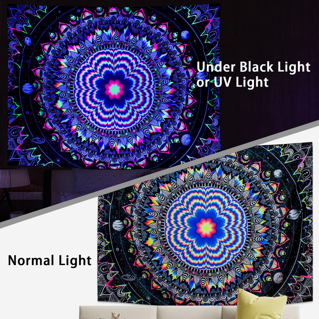 Amonercvita Blacklight Tapestry Trippy Mandala Tapestry