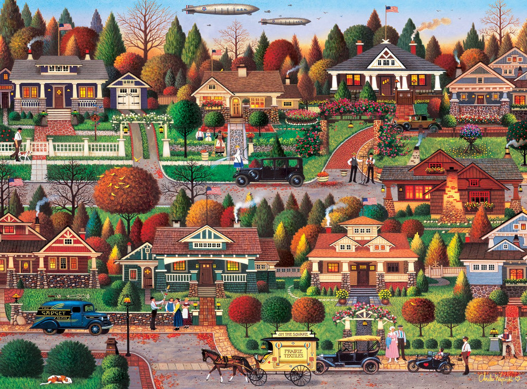 - Charles Wysocki - Labor Day in Bungalowville - 1000 Piece Jigsaw Puzzle