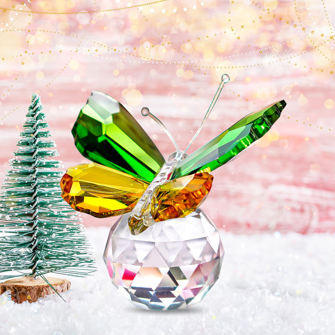 H&amp;D Crystal Butterfly Collectible Present, Handmade Art Glass Animal Figurine, Gift Boxed