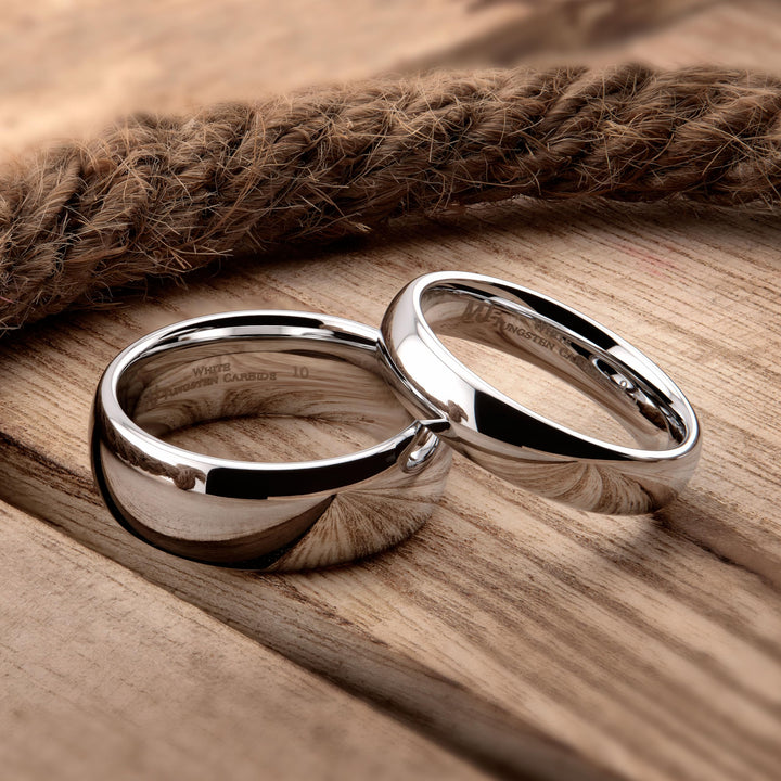 Classic Mirror Polished White Tungsten Carbide 7mm COMFORT FIT Wedding Band Ring Size 10