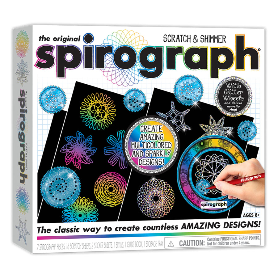 Scratch & Shimmer – Arts and Crafts, Kids Toys, Art Supplies, Craft Supplies, Drawing Kit, Spiral Art, Classic Gear Design Kit, Magic Scratch Paper, Pen, Design Sheet Included, Ages 8+