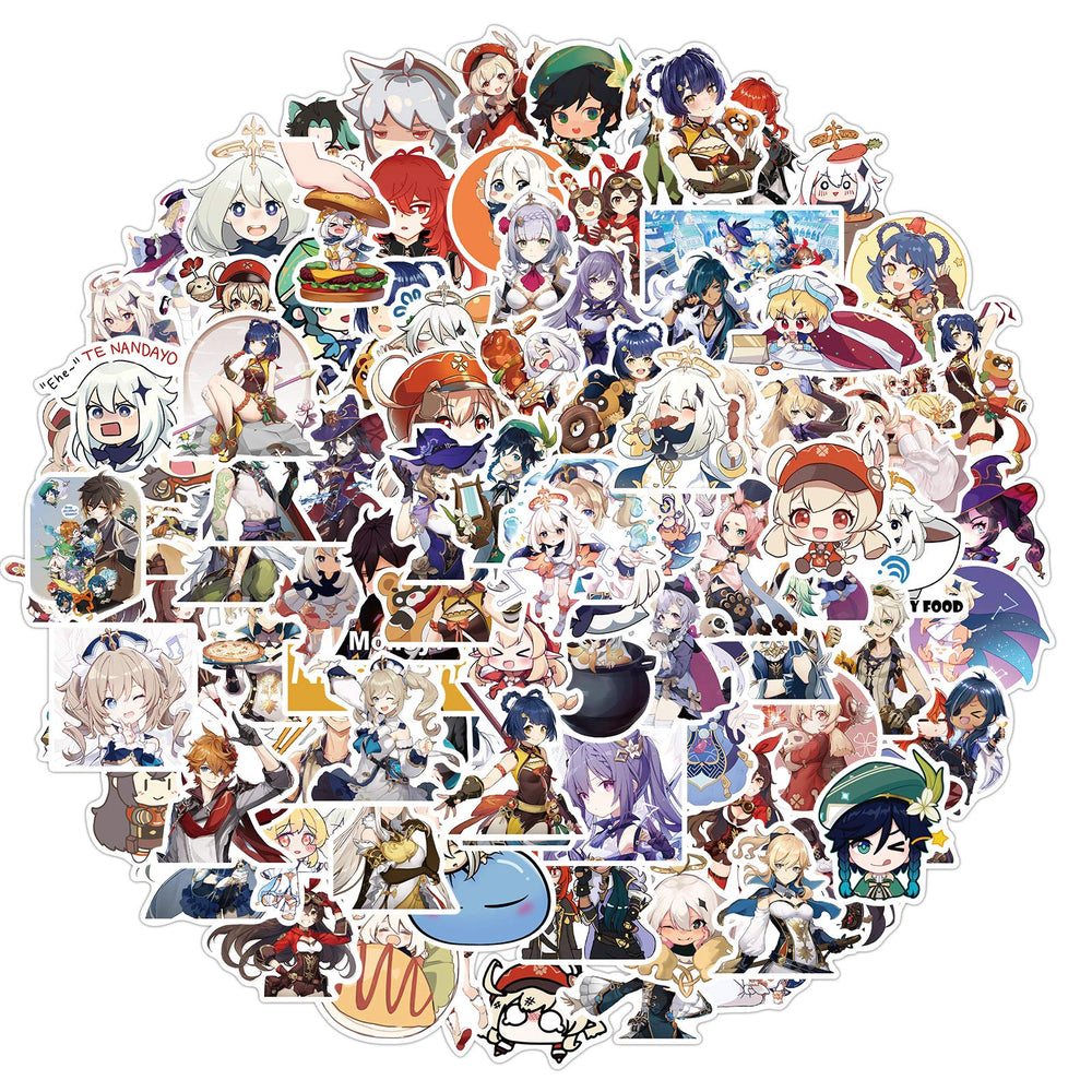 Genshin Impact Stickers 100 Pack Game Decals Water Bottle Laptop Skateboard Sticker Decals for Kids Teens Aldults Waterproof Stickers