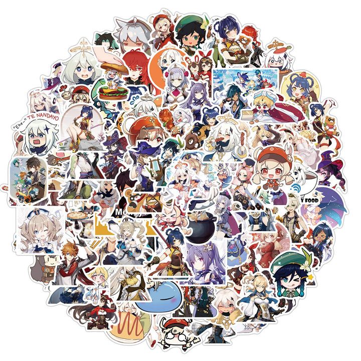 Genshin Impact Stickers 100 Pack Game Decals Water Bottle Laptop Skateboard Sticker Decals for Kids Teens Aldults Waterproof Stickers