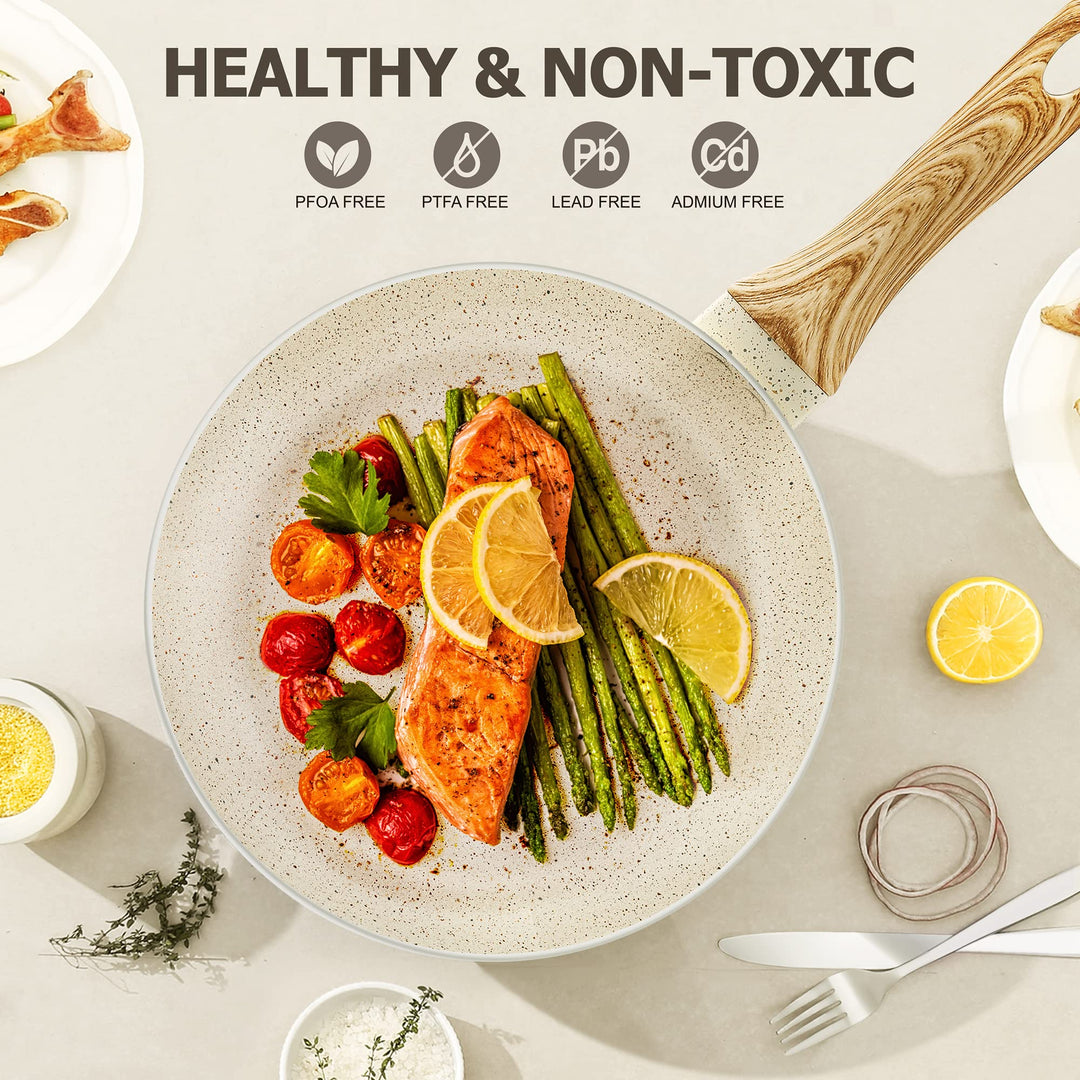 Frying Pan Set, 8+9.5+11 Stone Frying Pans With 100% APEO &amp; PFOA-Free Stone Coating, Fry Pan Set Bakelite Handle, Nonstick Frying Pans, Nonstick Pans Set, Stone Skillets 3 Piece