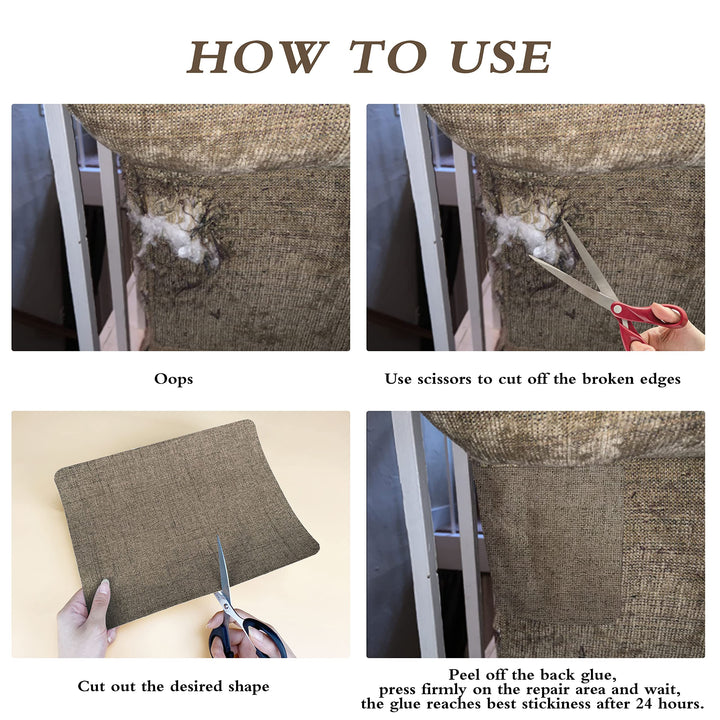 Coarse Linen Repair Patches, Self-Adhesive Linen Fabric Patches, 8X11 inch Extra Size, Multi Color, Can be Used for Linen Sofa Repair and Linen Clothes Repair(8 x 11,Cream-Gray 1.0)