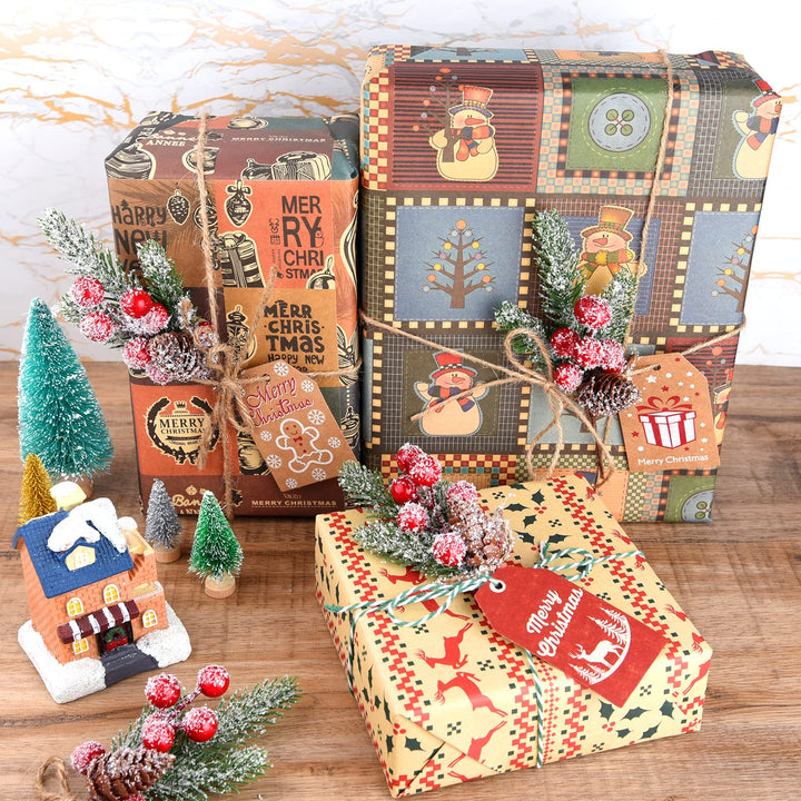 10 Pcs Christmas Picks Decorations Artificial Pine Branches Stems Spray with Pine Cones Faux Pine Picks Red Berry Holly Leaves for Craft Floral Christmas Wreath Picks Ornaments, Red