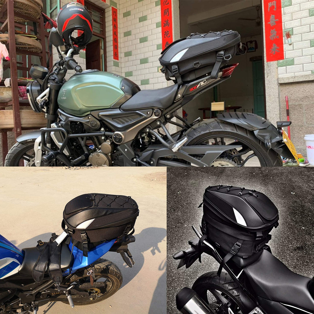 Motorcycle Tail Bag, Seat Bag, Dual Use Motorcycle Waterproof Helmet Bag for Motorbike - with One Extra Motorcycle Cargo Net