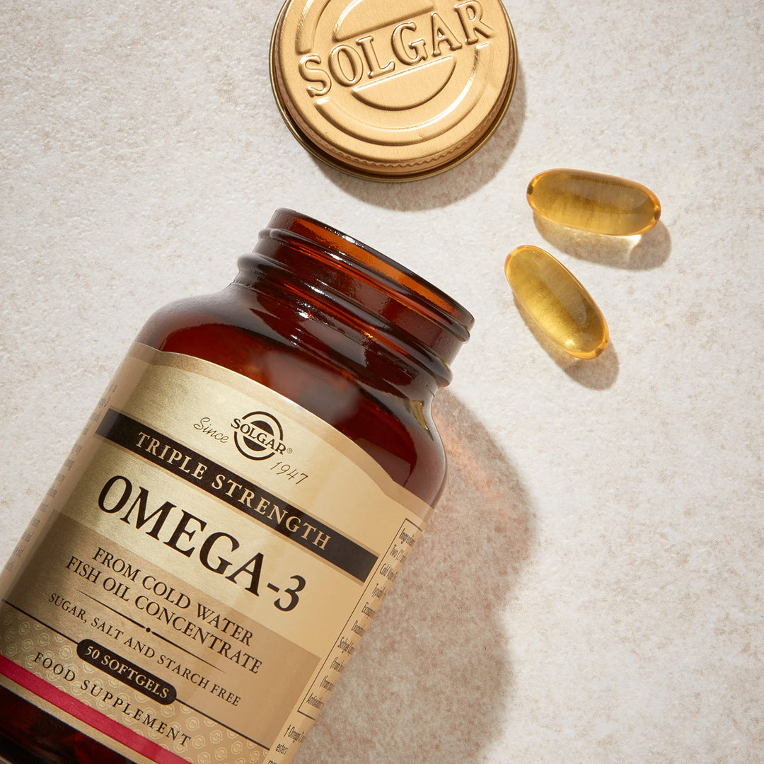 Solgar Triple Strength Omega-3 950 mg, 100 Softgels - Supports Cardiovascular, Joint &amp; Skin Health - Heart Healthy Supplement - Essential Fatty Acids - Non GMO, Gluten/ Dairy Free - 100 Servings