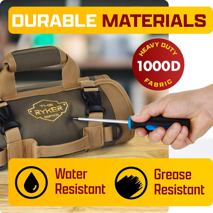 Tool Organizer Bag Tool Roll Up Bag w/Detachable Pockets. Gifts for Him Roll Up Tool Bag Organizer for Mechanic Tool Bag Small Car Portable Tool Bag Roll Up Tool Roll Bag Organizer