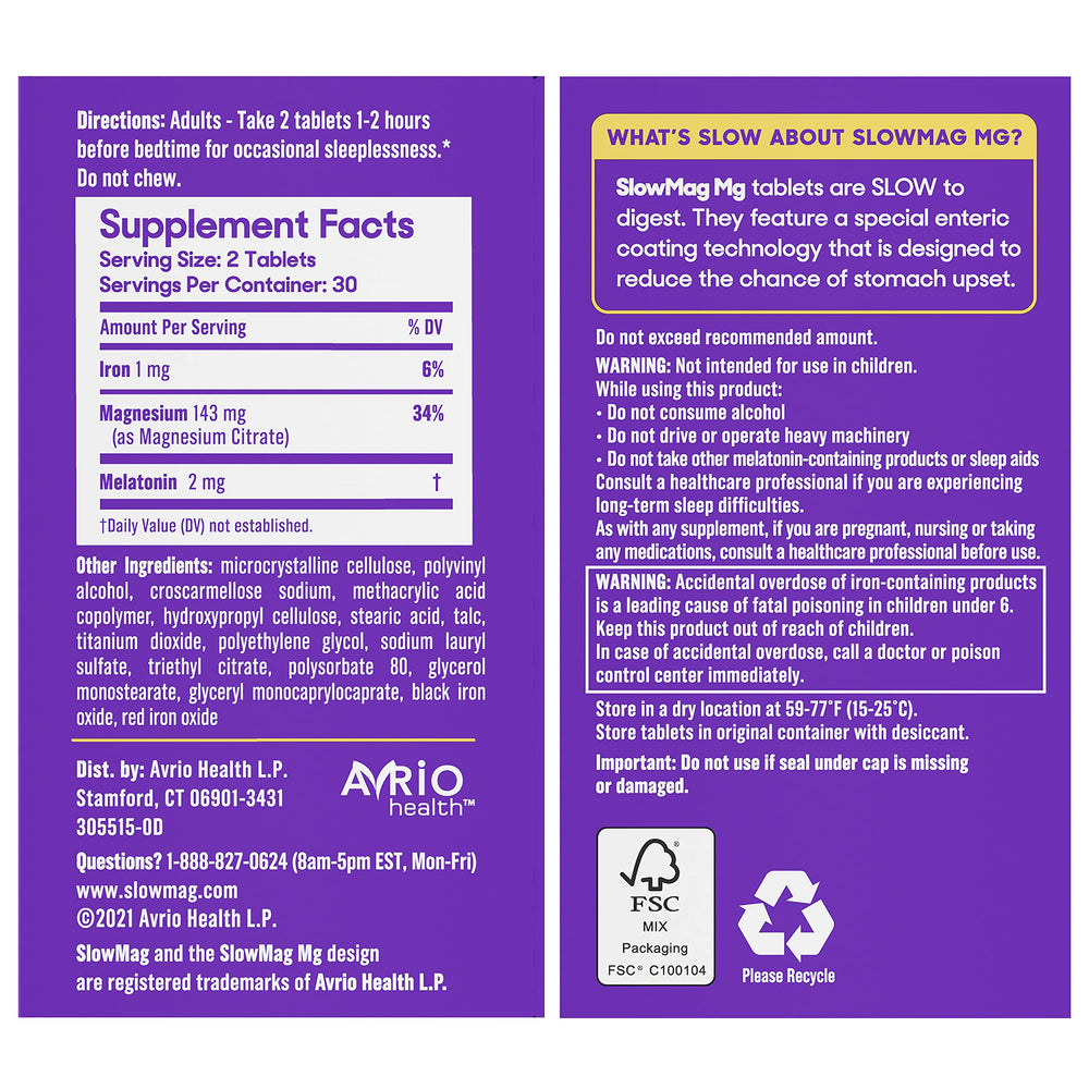Slow-Mag MG Calm + Sleep Magnesium Citrate with Melaton