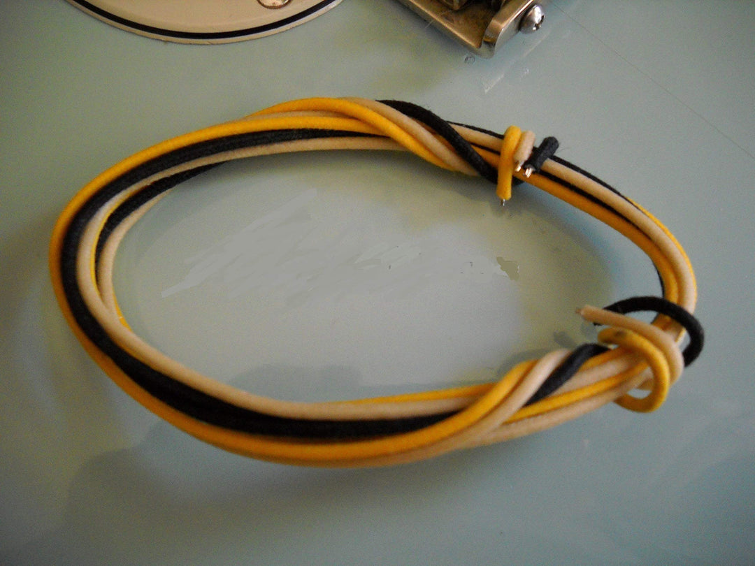 6 Feet (2-white/2-black/2-yellow) Cloth-covered Pre-tinned 7-strand Pushback 22awg Vintage-style Guitar Wire
