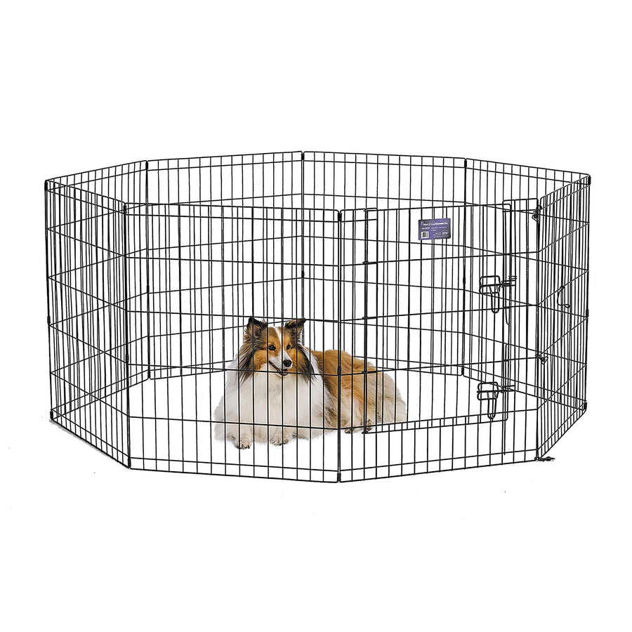 Dog Exercise Pen & Playpen, 24 W x 30 W, with Door, Black