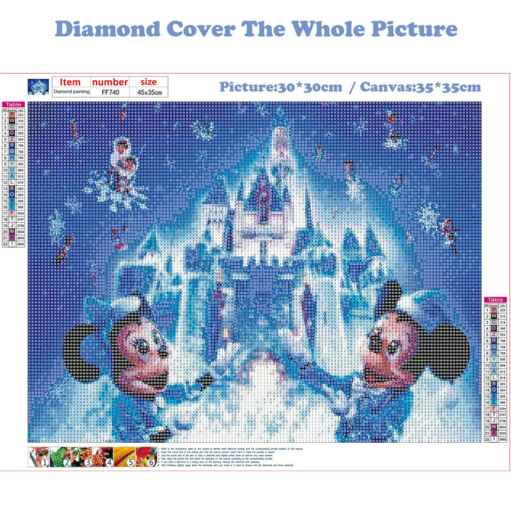 Snow Castle Christmas Diamond Painting for Adults Kids Beginners,5D Full Round Drill Mickey Diamond Arts Craft for Home Wall Holiday Favorite Decoration
