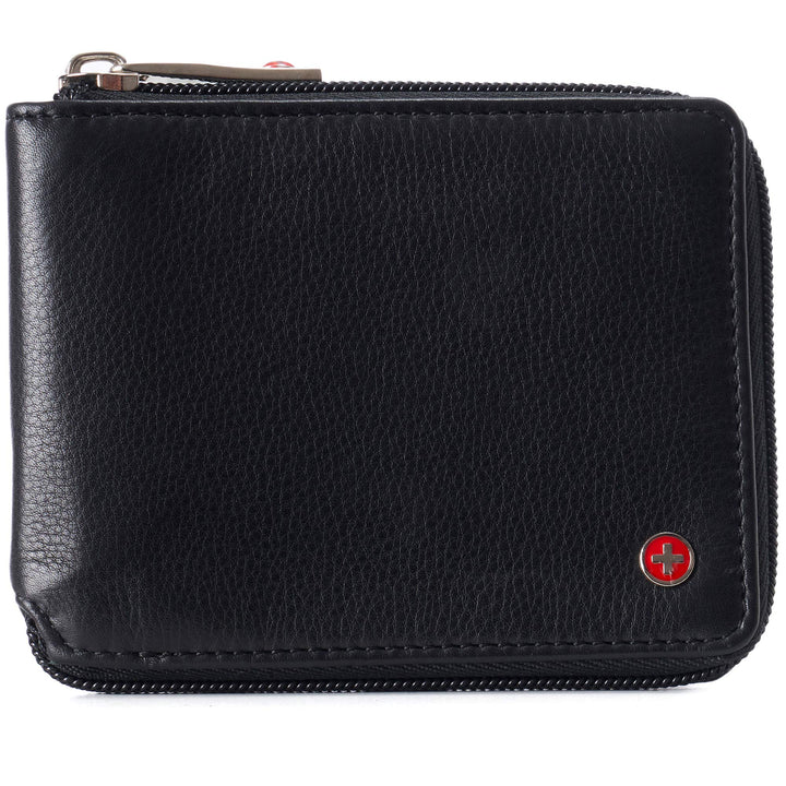 Logan Zipper Bifold Wallet For Men or Women RFID Safe Comes in a Gift Box Black