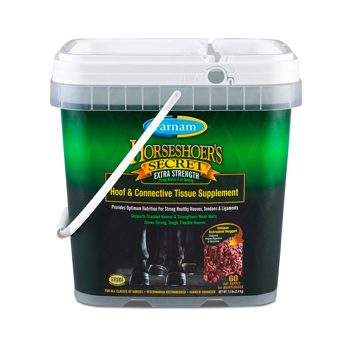 Farnam Horseshoer's Secret Extra Strength Hoof Supplements & Connective Tissue Supplement, Promotes Strong, Healthy Hooves, Tendon & ligaments, 7.5 lbs, 60 Day Supply