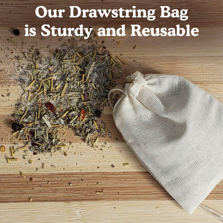 100% Cotton All-Natural Drawstring Bag, Pouches for Enclosing Bulk Spices, Tea, Potpourri, Jewelry, Crafting, Wedding Favors, 3 x 4, Pack of 4