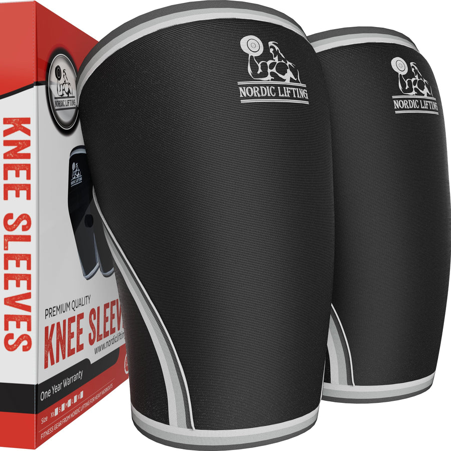 Knee Sleeves (1 Pair) Support & Compression for Weightlifting, Powerlifting & Cross Training - 7mm Neoprene Sleeve for The Best Squats - Both Women & Men